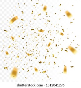 Gold Confetti Isolated On White Background. Celebrate Vector Illustration