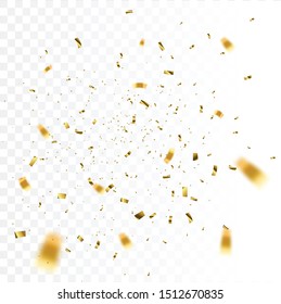 Gold Confetti Isolated On White Background. Celebrate Vector Illustration