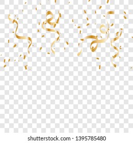 Gold Confetti Isolated. Vector Illustration