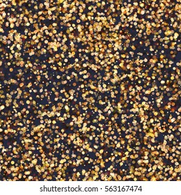 Gold confetti on black background. Seamless texture. Vector pattern for home design, wrapping paper.