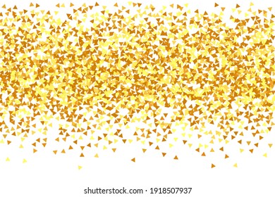 Gold Confetti on Red. Isolated Golden Dust Particles. Foil Border. Geometric Anniversary Backdrop. Vector Round Bokeh. Abstract Iridescent Background. Fluid Birthday Card. Random Bridal Backdrop.