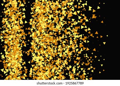 Gold Confetti on Red. Isolated Golden Dust Particles. Fluid Birthday Card. Random Bridal Backdrop. Foil Border. Geometric Anniversary Backdrop. Vector Round Bokeh. Abstract Iridescent Background.