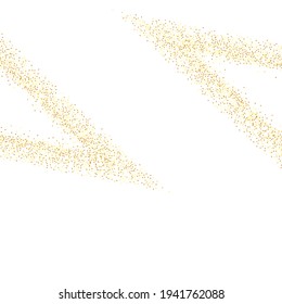 Gold Confetti on Red. Isolated Golden Dust Particles. Foil Border. Geometric Anniversary Backdrop. Vector Round Bokeh. Abstract Iridescent Background. Fluid Birthday Card. Random Bridal Backdrop.