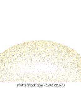 Gold Confetti on Red. Isolated Golden Dust Particles. Foil Border. Geometric Anniversary Backdrop. Fluid Birthday Card. Random Bridal Backdrop. Vector Round Bokeh. Abstract Iridescent Background.