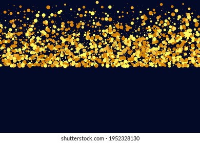 Gold Confetti on Red. Isolated Golden Dust Particles. Foil Border. Geometric Anniversary Backdrop. Vector Round Bokeh. Abstract Iridescent Background. Fluid Birthday Card. Random Bridal Backdrop.