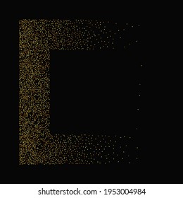 Gold Confetti on Red. Isolated Golden Dust Particles. Fluid Birthday Card. Random Bridal Backdrop. Foil Border. Geometric Anniversary Backdrop. Vector Round Bokeh. Abstract Iridescent Background.