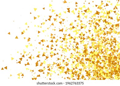 Gold Confetti on Red. Isolated Golden Dust Particles. Vector Round Bokeh. Abstract Iridescent Background. Foil Border. Geometric Anniversary Backdrop. Fluid Birthday Card. Random Bridal Backdrop.