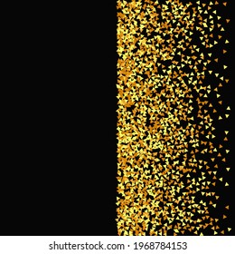 Gold Confetti on Red. Isolated Golden Dust Particles. Vector Round Bokeh. Abstract Iridescent Background. Foil Border. Geometric Anniversary Backdrop. Fluid Birthday Card. Random Bridal Backdrop.