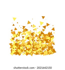 Gold Confetti on Red. Isolated Golden Dust Particles. Foil Border. Geometric Anniversary Backdrop. Fluid Birthday Card. Random Bridal Backdrop. Vector Round Bokeh. Abstract Iridescent Background.