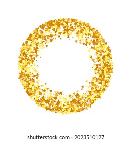 Gold Confetti on Red. Isolated Golden Dust Particles. Vector Round Bokeh. Abstract Iridescent Background. Fluid Birthday Card. Random Bridal Backdrop. Foil Border. Geometric Anniversary Backdrop.