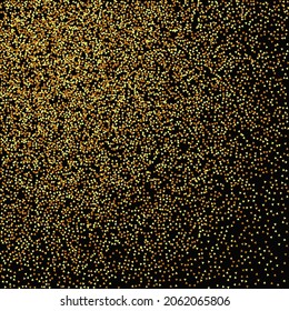 Gold Confetti on Red. Isolated Golden Dust Particles. Foil Border. Geometric Anniversary Backdrop. Vector Round Bokeh. Abstract Iridescent Background. Fluid Birthday Card. Random Bridal Backdrop.