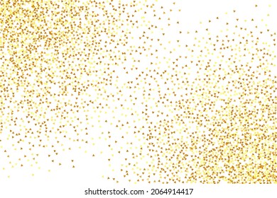 Gold Confetti on Red. Isolated Golden Dust Particles. Vector Round Bokeh. Abstract Iridescent Background. Fluid Birthday Card. Random Bridal Backdrop. Foil Border. Geometric Anniversary Backdrop.