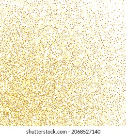 Gold Confetti on Red. Isolated Golden Dust Particles. Foil Border. Geometric Anniversary Backdrop. Vector Round Bokeh. Abstract Iridescent Background. Fluid Birthday Card. Random Bridal Backdrop.