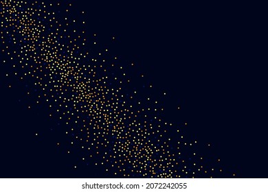 Gold Confetti on Red. Isolated Golden Dust Particles. Fluid Birthday Card. Random Bridal Backdrop. Foil Border. Geometric Anniversary Backdrop. Vector Round Bokeh. Abstract Iridescent Background.