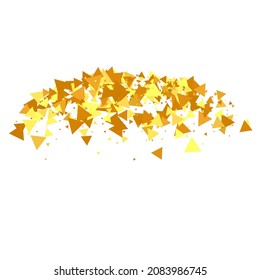 Gold Confetti on Red. Isolated Golden Dust Particles. Fluid Birthday Card. Random Bridal Backdrop. Vector Round Bokeh. Abstract Iridescent Background. Foil Border. Geometric Anniversary Backdrop.