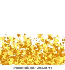 Gold Confetti on Red. Isolated Golden Dust Particles. Foil Border. Geometric Anniversary Backdrop. Vector Round Bokeh. Abstract Iridescent Background. Fluid Birthday Card. Random Bridal Backdrop.