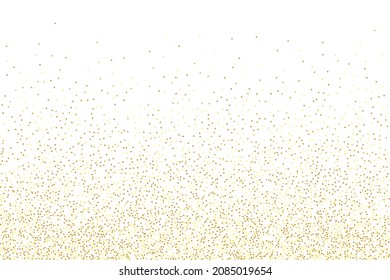 Gold Confetti on Red. Isolated Golden Dust Particles. Vector Round Bokeh. Abstract Iridescent Background. Foil Border. Geometric Anniversary Backdrop. Fluid Birthday Card. Random Bridal Backdrop.