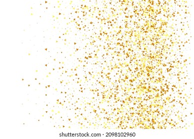 Gold Confetti on Red. Isolated Golden Dust Particles. Vector Round Bokeh. Abstract Iridescent Background. Foil Border. Geometric Anniversary Backdrop. Fluid Birthday Card. Random Bridal Backdrop.