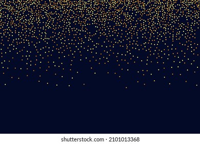 Gold Confetti on Red. Isolated Golden Dust Particles. Foil Border. Geometric Anniversary Backdrop. Fluid Birthday Card. Random Bridal Backdrop. Vector Round Bokeh. Abstract Iridescent Background.