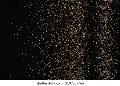 Gold Confetti on Red. Isolated Golden Dust Particles. Vector Round Bokeh. Abstract Iridescent Background. Foil Border. Geometric Anniversary Backdrop. Fluid Birthday Card. Random Bridal Backdrop.