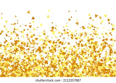 Gold Confetti on Red. Isolated Golden Dust Particles. Foil Border. Geometric Anniversary Backdrop. Vector Round Bokeh. Abstract Iridescent Background. Fluid Birthday Card. Random Bridal Backdrop.