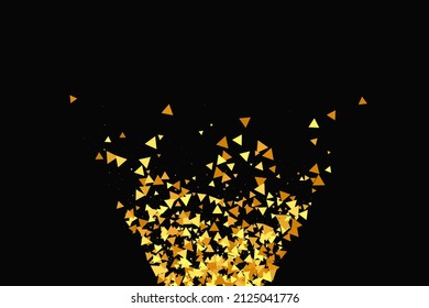 Gold Confetti on Red. Isolated Golden Dust Particles. Foil Border. Geometric Anniversary Backdrop. Vector Round Bokeh. Abstract Iridescent Background. Fluid Birthday Card. Random Bridal Backdrop.