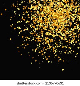 Gold Confetti on Red. Isolated Golden Dust Particles. Vector Round Bokeh. Abstract Iridescent Background. Foil Border. Geometric Anniversary Backdrop. Fluid Birthday Card. Random Bridal Backdrop.