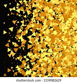 Gold Confetti on Red. Isolated Golden Dust Particles. Fluid Birthday Card. Random Bridal Backdrop. Foil Border. Geometric Anniversary Backdrop. Vector Round Bokeh. Abstract Iridescent Background.