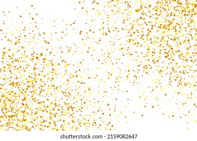 Gold Confetti on Red. Isolated Golden Dust Particles. Foil Border. Geometric Anniversary Backdrop. Vector Round Bokeh. Abstract Iridescent Background. Fluid Birthday Card. Random Bridal Backdrop.