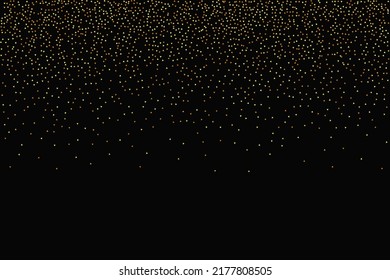 Gold Confetti on Red. Isolated Golden Dust Particles. Foil Border. Geometric Anniversary Backdrop. Fluid Birthday Card. Random Bridal Backdrop. Vector Round Bokeh. Abstract Iridescent Background.