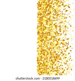 Gold Confetti on Red. Isolated Golden Dust Particles. Foil Border. Geometric Anniversary Backdrop. Fluid Birthday Card. Random Bridal Backdrop. Vector Round Bokeh. Abstract Iridescent Background.