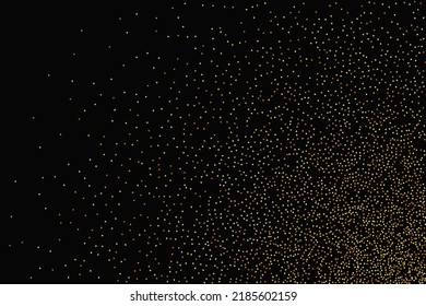 Gold Confetti on Red. Isolated Golden Dust Particles. Vector Round Bokeh. Abstract Iridescent Background. Fluid Birthday Card. Random Bridal Backdrop. Foil Border. Geometric Anniversary Backdrop.