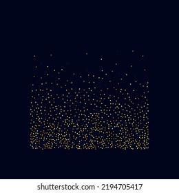 Gold Confetti on Red. Isolated Golden Dust Particles. Fluid Birthday Card. Random Bridal Backdrop. Foil Border. Geometric Anniversary Backdrop. Vector Round Bokeh. Abstract Iridescent Background.