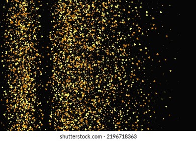 Gold Confetti on Red. Isolated Golden Dust Particles. Vector Round Bokeh. Abstract Iridescent Background. Fluid Birthday Card. Random Bridal Backdrop. Foil Border. Geometric Anniversary Backdrop.