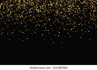 Gold Confetti on Red. Isolated Golden Dust Particles. Vector Round Bokeh. Abstract Iridescent Background. Fluid Birthday Card. Random Bridal Backdrop. Foil Border. Geometric Anniversary Backdrop.