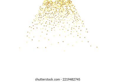 Gold Confetti on Red. Isolated Golden Dust Particles. Foil Border. Geometric Anniversary Backdrop. Vector Round Bokeh. Abstract Iridescent Background. Fluid Birthday Card. Random Bridal Backdrop.