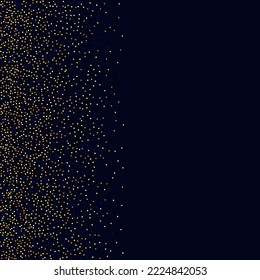 Gold Confetti on Red. Isolated Golden Dust Particles. Foil Border. Geometric Anniversary Backdrop. Fluid Birthday Card. Random Bridal Backdrop. Vector Round Bokeh. Abstract Iridescent Background.