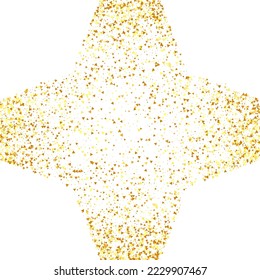Gold Confetti on Red. Isolated Golden Dust Particles. Vector Round Bokeh. Abstract Iridescent Background. Foil Border. Geometric Anniversary Backdrop. Fluid Birthday Card. Random Bridal Backdrop.