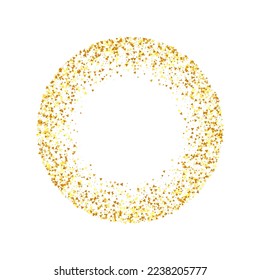 Gold Confetti on Red. Isolated Golden Dust Particles. Vector Round Bokeh. Abstract Iridescent Background. Fluid Birthday Card. Random Bridal Backdrop. Foil Border. Geometric Anniversary Backdrop.