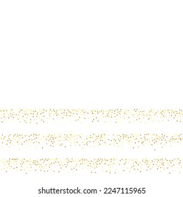 Gold Confetti on Red. Isolated Golden Dust Particles. Vector Round Bokeh. Abstract Iridescent Background. Fluid Birthday Card. Random Bridal Backdrop. Foil Border. Geometric Anniversary Backdrop.