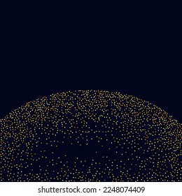 Gold Confetti on Red. Isolated Golden Dust Particles. Vector Round Bokeh. Abstract Iridescent Background. Foil Border. Geometric Anniversary Backdrop. Fluid Birthday Card. Random Bridal Backdrop.