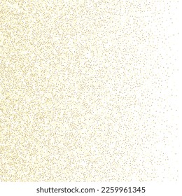 Gold Confetti on Red. Isolated Golden Dust Particles. Fluid Birthday Card. Random Bridal Backdrop. Foil Border. Geometric Anniversary Backdrop. Vector Round Bokeh. Abstract Iridescent Background.