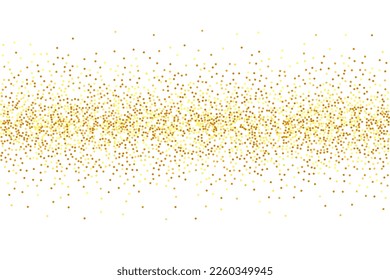 Gold Confetti on Red. Isolated Golden Dust Particles. Vector Round Bokeh. Abstract Iridescent Background. Fluid Birthday Card. Random Bridal Backdrop. Foil Border. Geometric Anniversary Backdrop.