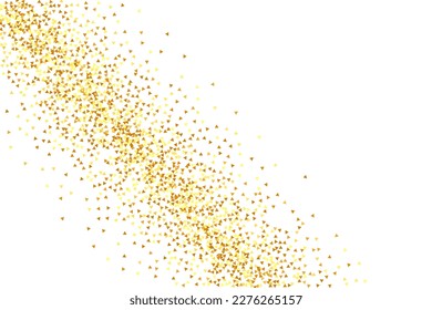 Gold Confetti on Red. Isolated Golden Dust Particles. Vector Round Bokeh. Abstract Iridescent Background. Foil Border. Geometric Anniversary Backdrop. Fluid Birthday Card. Random Bridal Backdrop.