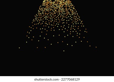 Gold Confetti on Red. Isolated Golden Dust Particles. Vector Round Bokeh. Abstract Iridescent Background. Foil Border. Geometric Anniversary Backdrop. Fluid Birthday Card. Random Bridal Backdrop.