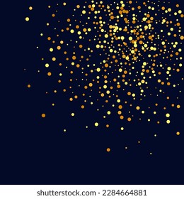 Gold Confetti on Red. Isolated Golden Dust Particles. Foil Border. Geometric Anniversary Backdrop. Vector Round Bokeh. Abstract Iridescent Background. Fluid Birthday Card. Random Bridal Backdrop.