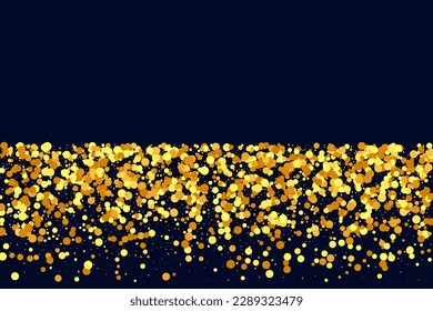 Gold Confetti on Red. Isolated Golden Dust Particles. Foil Border. Geometric Anniversary Backdrop. Vector Round Bokeh. Abstract Iridescent Background. Fluid Birthday Card. Random Bridal Backdrop.
