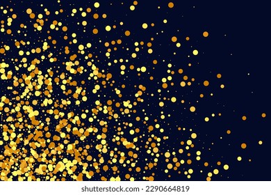 Gold Confetti on Red. Isolated Golden Dust Particles. Vector Round Bokeh. Abstract Iridescent Background. Foil Border. Geometric Anniversary Backdrop. Fluid Birthday Card. Random Bridal Backdrop.
