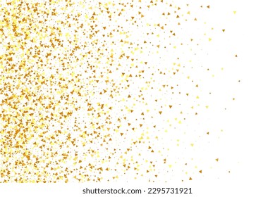 Gold Confetti on Red. Isolated Golden Dust Particles. Fluid Birthday Card. Random Bridal Backdrop. Vector Round Bokeh. Abstract Iridescent Background. Foil Border. Geometric Anniversary Backdrop.