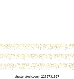 Gold Confetti on Red. Isolated Golden Dust Particles. Foil Border. Geometric Anniversary Backdrop. Vector Round Bokeh. Abstract Iridescent Background. Fluid Birthday Card. Random Bridal Backdrop.